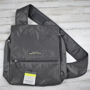 NEW Kenneth Cole reaction gray shoulder zip up adjustable strap sling bag travel